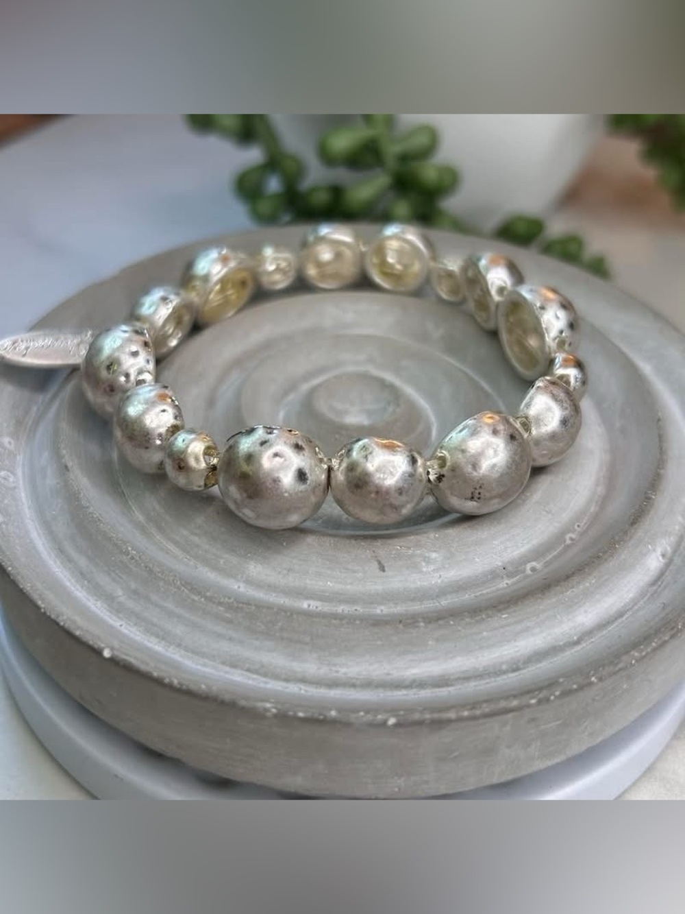 Plunder Design Silver Vanessa Textured Bead Bracelet